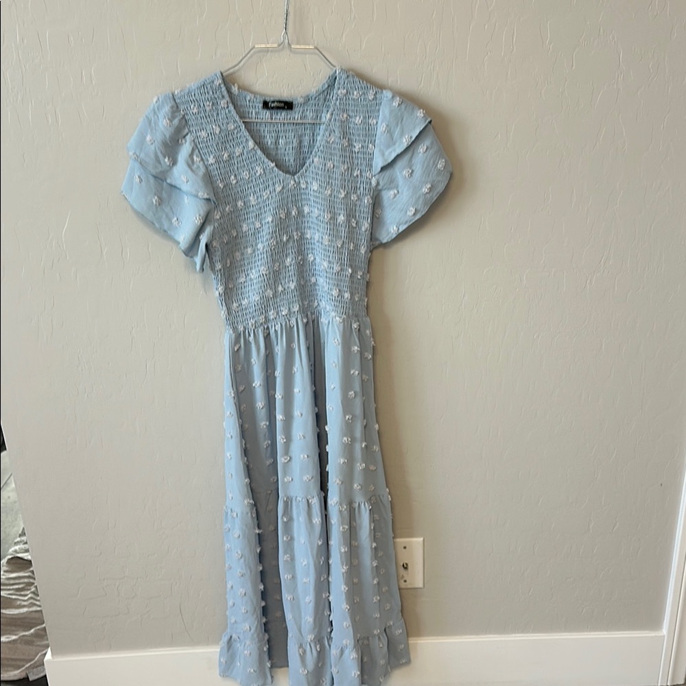 Light Blue Smocked Dress